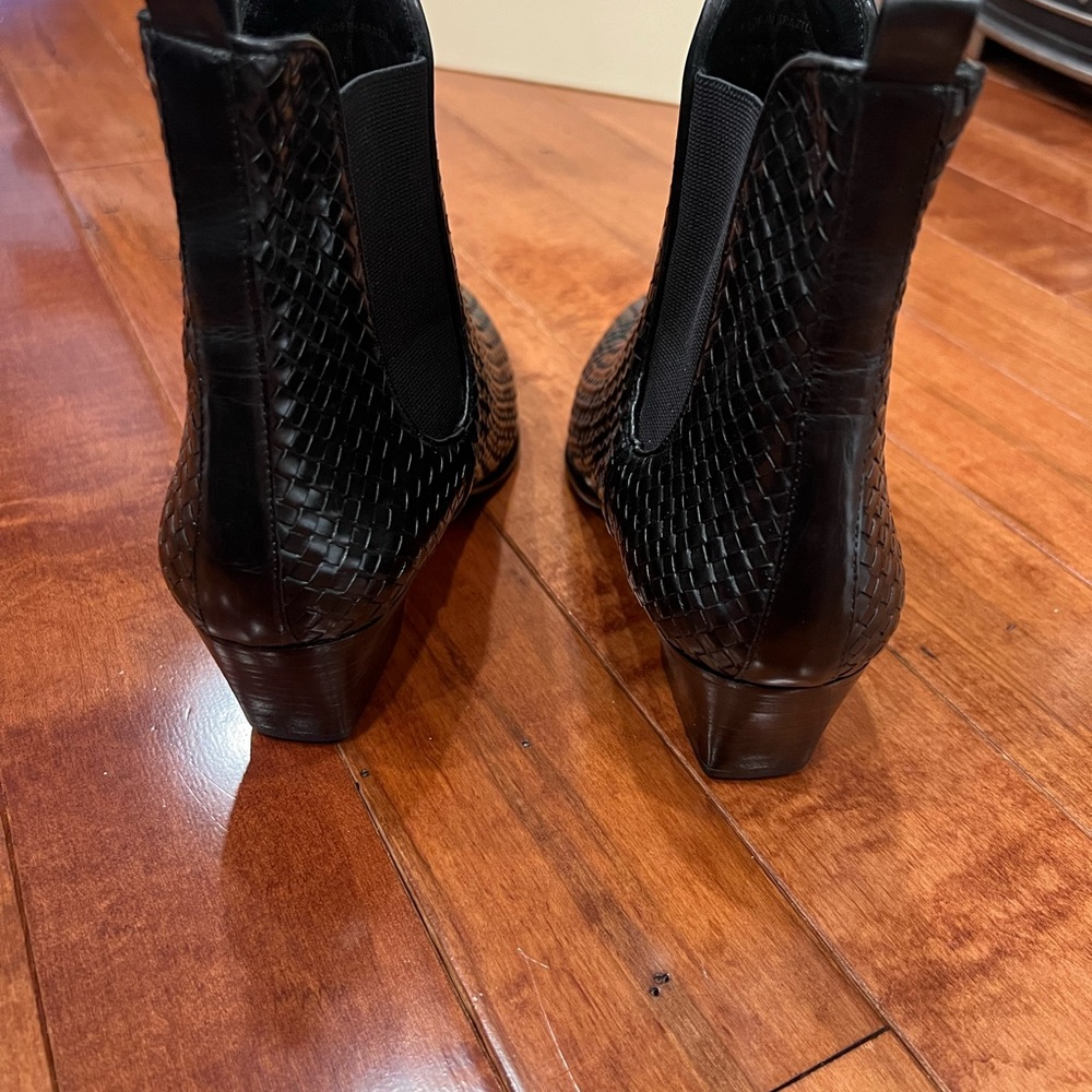 Cole Haan Black Woven Leather Boots - Picture 7 of 9